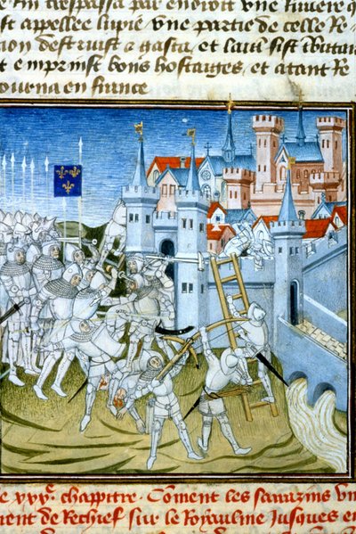 Charles Martel in Poitiers, 732 - 14世紀のミニチュア (ref. 512, 074r) トゥールーズ市立図書館に許可を求める (tel: 05 62 27 66 66) 作： Unknown artist