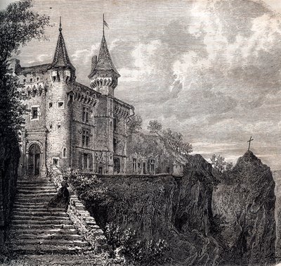 サン・ポーリアンのロシュランベール城 (chateau-de-la-rochelambert) - オート＝ロワール地域圏 - オーヴェルニュ＝ローヌ＝アルプ地域圏 - 1867年頃のエングレーヴィング 作： Unknown artist
