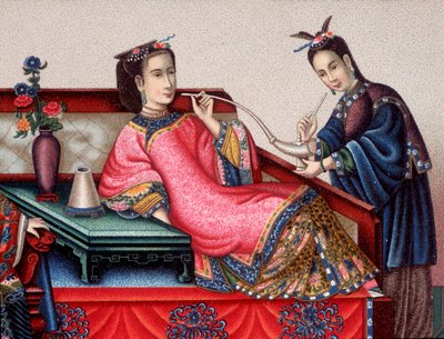 座ってアヘンを吸う中国の貴族 - sd 19世紀 作： Unknown artist