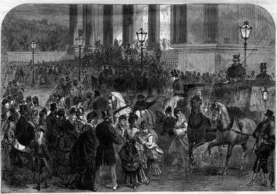 1873年、パリのマドレーヌ教会で行われた真夜中のクリスマス・ミサ。 作： Unknown artist