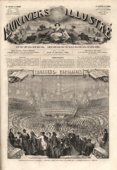Cirque Napoleon (現在の冬のサーカス、パリ、アメロ通り) - Concert de Musique Classique gives Sunday, November 3 作： Unknown artist