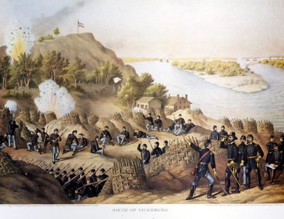 南北戦争（1861年～1865年）、アメリカ南北戦争。ヴィックスバーグ（アーカンソー州とミシシッピ州の境界にある）の包囲、グラント将軍（と北側の人々）によって都市が占領され、40日間の包囲の後に都市は陥落した（5月19日から7月4日 作： Unknown artist