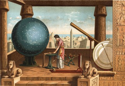 クロード・プトレマイオス（100年頃～170年頃）、ギリシャの学者・天文学者、アレキサンドリア天文台（エジプト）にて。バルセロナ 1877年 作： Unknown artist