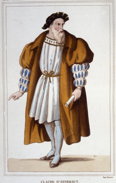 クロード・ダネボー、バロン・ド・レッツ、フランスの元帥、後に提督（1490年～1552年）。クロード・ダンボーはフランソワ1世と共にパヴィアで捕虜になった（1525年）。1830年に描かれた版画。 作： Unknown artist