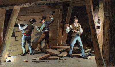19世紀末のフランスの炭鉱。ウッドギャラリー19世紀末のクロモリトグラフ 作： Unknown artist