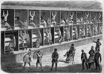 コールドバス・フィールド刑務所 - ロンドンの矯正施設 - トレッドミル - Coldbath Fields - London Engraving 1868 作： Unknown artist