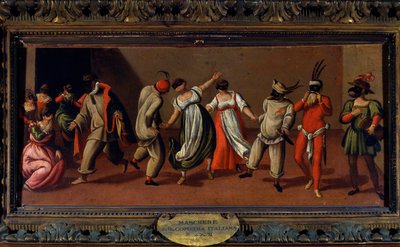 コメディア・デラルテ「イタリア舞踏喜劇の仮面」17世紀の匿名の絵画-ミラノ、スカラ座博物館 作： Unknown artist