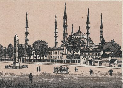 トルコ・コンスタンティノープル：スルタン・アクメドのモスク（Mosque of Sultan Achmed）の風景。『世界図説168景』より 未撮影（19世紀末頃 作： Unknown artist