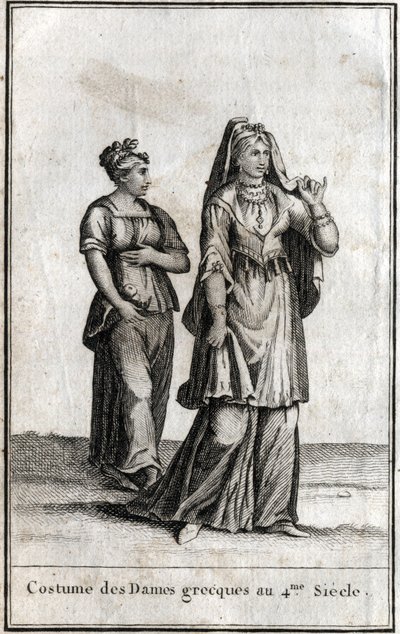 4世紀のギリシャ女性の衣装。1814年P.J.B.N.作の「Beaute de l