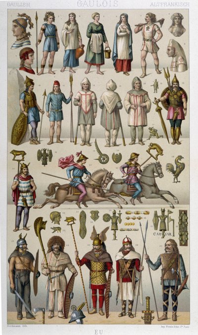 ガリア人とその戦士たちのコスチューム、鎧、武器 作： Unknown artist