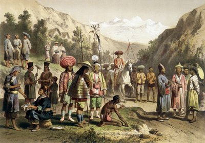 中国南部のタ・リー王国の衣装。F.ガルニエ編「1866年～1868年のインドシナ探検航海の地図 作： Unknown artist