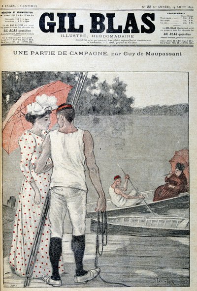 Guy de Maupassantの "A part of the Campaign "を描いた "Gil Blas "の表紙。14/08/1892. 作： Unknown artist