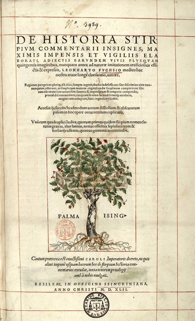 表紙「De Historia Stirpium commentarii badges,...」Leonhart Fuchs著 作： Unknown artist