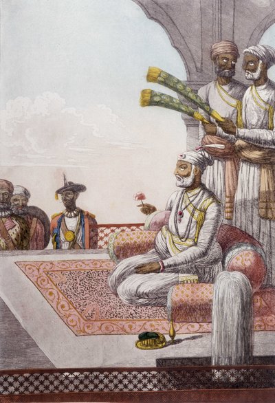 文化、文明、インド社会。インド、ブラフマンの君主であるラジャー（Rajah）の肖像。1808年のエングレーヴィング。 作： Unknown artist