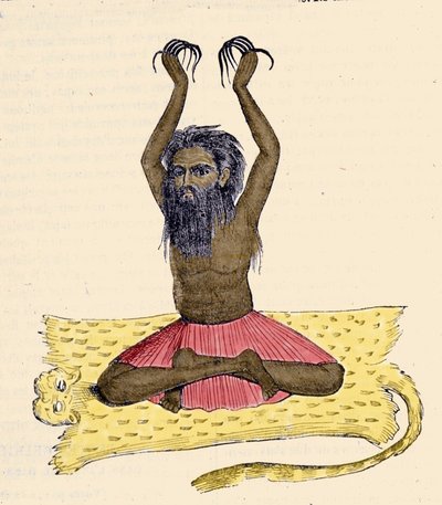 文化、文明、インド社会。爪の長いファキール（ファキリ）の肖像（インド 作： Unknown artist