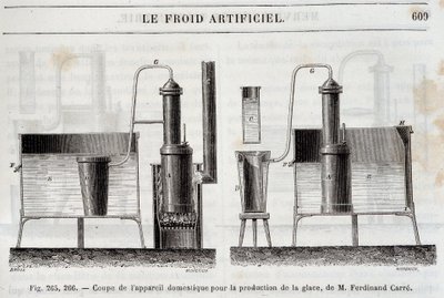 フェルディナン・カレによる氷製造のための家庭用機器の切断（パリ、ルイ・フィギエの「Les wonders de l