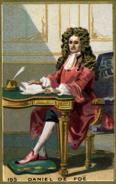 Daniel de Foe or Defoe (1660 - 1731) イギリスの作家、パンフレット作家。19世紀のクロモリ写真。 作： Unknown artist
