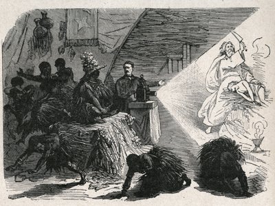 デビッド・リヴィングストン（1813-1873） スコットランドの宣教師であり、バロンダの魔法のランタンを持った探検家。 作： Unknown artist