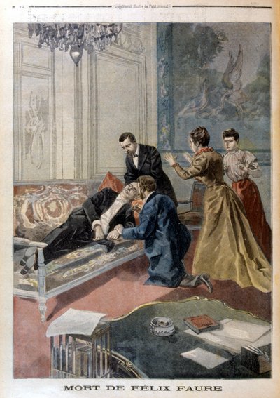 エリゼのサロンでのFélix Faureの死 - 1899年2月26日付の「Le Petite Journal」にて 作： Unknown artist