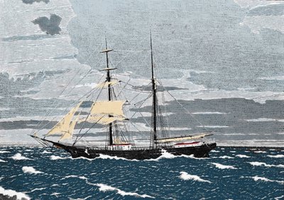 1872年12月、大西洋の真ん中、アコレス諸島沖でメアリー・セレステ号が捨てられているのが発見される。船長とその妻、2歳の娘、そして8人の乗組員が姿を消していた。19世紀のエングレーヴィング。 作： Unknown artist
