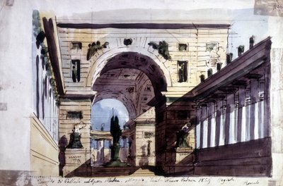 イタリアの作曲家ルイジ・ケルビーニ（1760-1842）のオペラ「メデア」のためのパラード神殿の装飾 作： Unknown artist