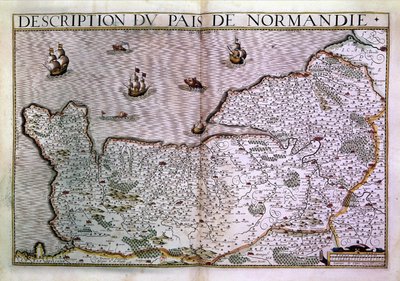 ノルマンディーのパイスの説明。1620年のノルマンディー地方の地図。 作： Unknown artist