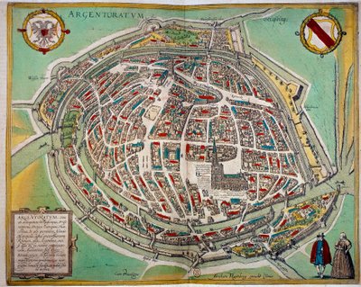 アブラハム・ホーゲンベルグ（約1608-1653）が作成したストラスブール市の詳細な地図。17世紀のパリのエングレーヴィング B.N. 作： Unknown artist