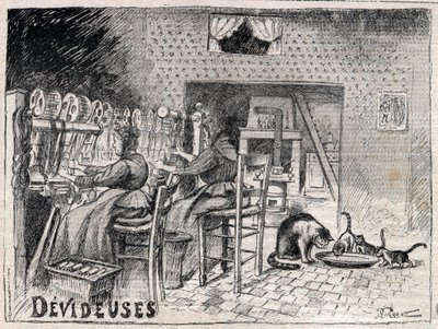 リヨンの絹織物工場の内部 1895年の『輝ける時代』誌に掲載された写真 作： Unknown artist