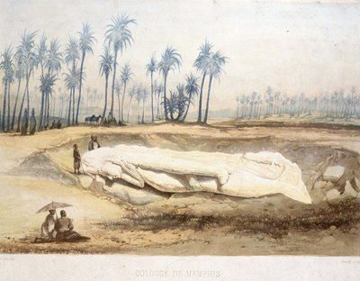 古代エジプト、メンフィスの巨像の発見 作： Unknown artist