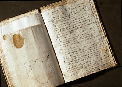 イタリアの天文学者・物理学者であるガリレオ・ガリレイ（1564-1642）がコジモ・デ・メディシス（コジモ2世・メディチ）のために書いた原稿「Medicea Sidera」または「Pianeti Medicei（Planetes mediceennes）」の2ページで、ガリレオが発見したことを公開している。 作： Unknown artist