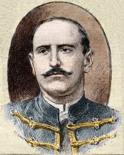 ドレフュス事件：1899年のレンヌ裁判で劣化したアルフレッド・ドレフュス（1859-1935）の肖像。 作： Unknown artist