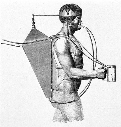 トリトンと呼ばれる、1802年のドリーベルグのスカッフアンドレプロジェクト。空気はそのまま男の口の中に入ってくる。 作： Unknown artist
