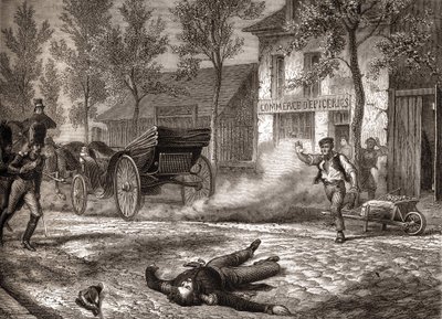 オルレアン公は1842年7月13日に交通事故で死亡 - アンリ・マルタンの「Histoire de France」にて 作： Unknown artist
