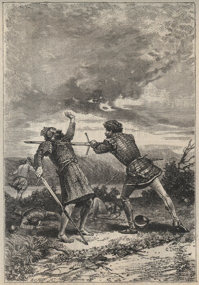 オーク・トーキルの決闘と死-19世紀にウォルター・スコット（1771-1832）が書いた歴史小説「パースの可憐な娘、またはバレンタインの日（St. 作： Unknown artist