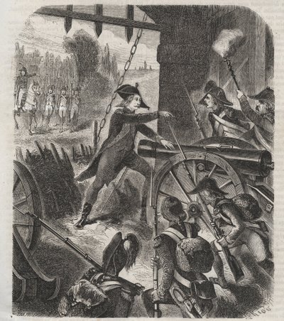 イギリス革命デジーユの英雄的行為 - フランス革命：ナンシーの場合。1790年8月31日、ブイユ侯爵（フランソワ・クロード・アムール・デュ・シャリオル、ブイユ侯爵）（1739-1800）は、ナンシーの守備隊の兵士たちに対して弾圧を開始した。 作： Unknown artist