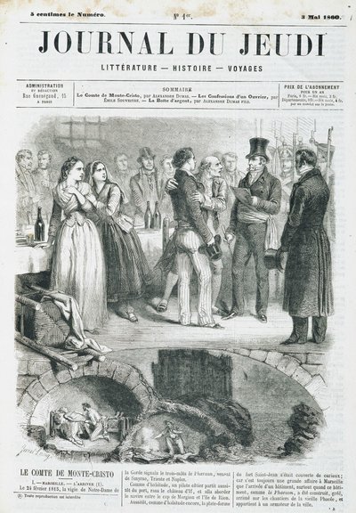 モンテ・クリスト伯（Monte Cristo）のエドモン・ダンテス（Edmond Dantes）が接待を受ける-1860年03月05日付「Le Journal du Thursday」にて 作： Unknown artist