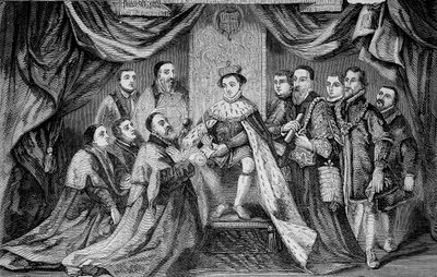 イングランド王エドワード6世（1547 -1553）が、ブライデュエルに憲章に署名して特権を与えたことを、ハンス・ホルベインが記録しています。 作： Unknown artist
