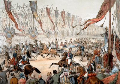 ナポレオン3世臨席のもと、英国女王ヴィクトリアがパリに到着 8月18日 作： Unknown artist