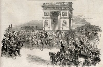 1852年12月2日、凱旋門を通ってナポレオン3世のパリ入城、エングレーヴィング - L