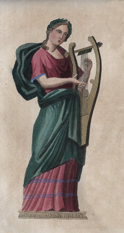 歌と詩のミューズ、エラト - 「宇宙のあらゆる人々の用途と習慣」の刻印。Or History of the Government, Laws, Militia, Religion of All Nations from the Remotest Times to the Present Day" 1856年 作： Unknown artist