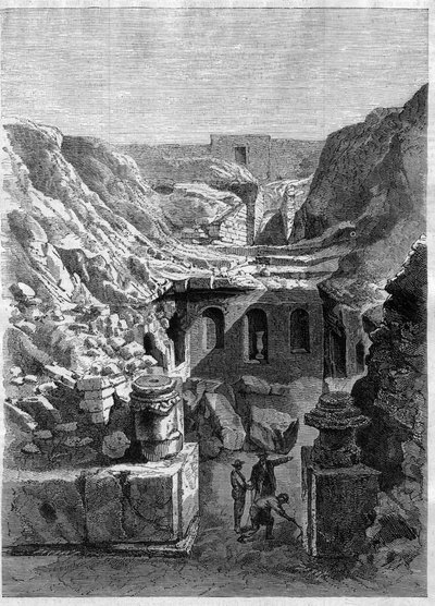 1868年にセンリスで行われた発掘調査では、街の周辺にローマ時代の遺跡が発見されている - 1868年のエングレーヴィング 作： Unknown artist