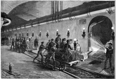 1872年のパリの下水道を巡る旅。 作： Unknown artist