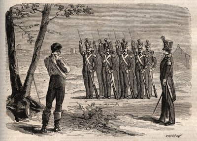 フランスの大佐Charles de Labedoyere（1786-1815）が8月19日にパリで射殺され、処刑される。 作： Unknown artist