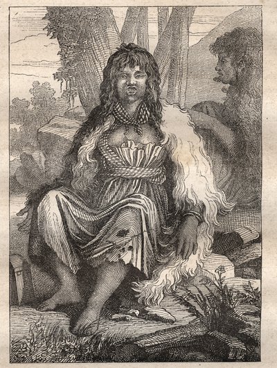 Jean Francois Galaup de La Perouse（1741-1788）の世界一周遠征（1785-1788）：フランス（アラスカ）の港の女性のタイプ - 図版は "Les Grands Mariners du 18 century "から引用。 作： Unknown artist