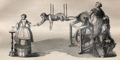 フランシス・ハウクスビー(1666-1713)による電気機械の経験 - Engraving In "La Science francaise" 作： Unknown artist