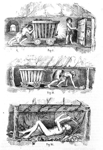 イギリスの炭鉱での児童労働の搾取 作： Unknown artist