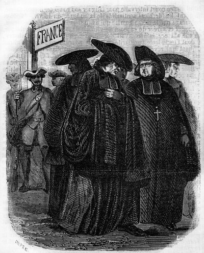 1762年、議会の判決によりイエズス会がフランスから追放される。 作： Unknown artist