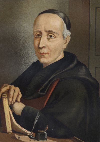 FEIJOO y MONTENEGRO, Benito Jeronimo (1673-1764).スペインの作家・エッセイスト-Benito Jeronimo or Feijoo (1676-1764)による肖像画。スペインの神学者、医学者後hombres y Mujeres有名。バルセロナ1877年。 作： Unknown artist