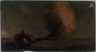 落下する飛行艇、1860年頃（木に油彩） 作： Unknown artist