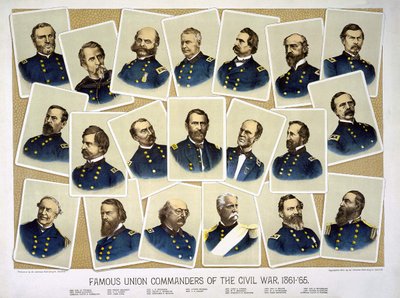 南北戦争の有名な連合軍司令官たち 1861年から65年まで1884年のエングレーヴィング。 作： Unknown artist